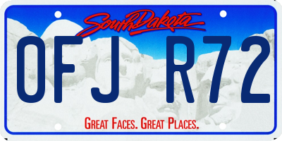 SD license plate 0FJR72