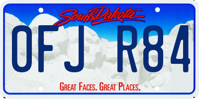 SD license plate 0FJR84