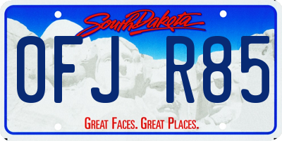 SD license plate 0FJR85