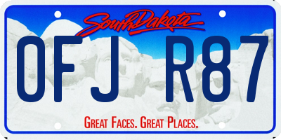 SD license plate 0FJR87