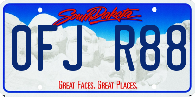 SD license plate 0FJR88