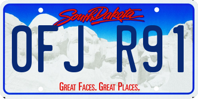 SD license plate 0FJR91