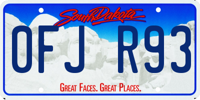 SD license plate 0FJR93
