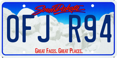 SD license plate 0FJR94