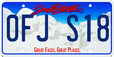SD license plate 0FJS18