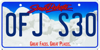 SD license plate 0FJS30
