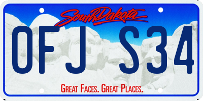 SD license plate 0FJS34