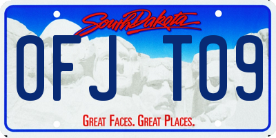 SD license plate 0FJT09