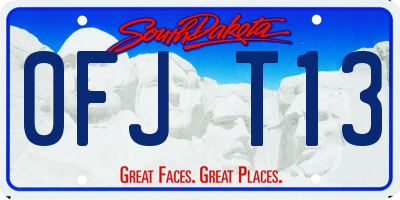 SD license plate 0FJT13