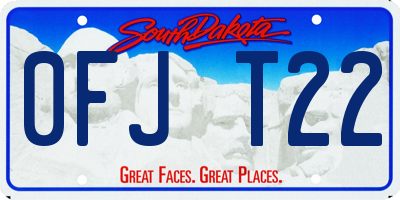 SD license plate 0FJT22