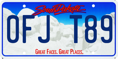 SD license plate 0FJT89