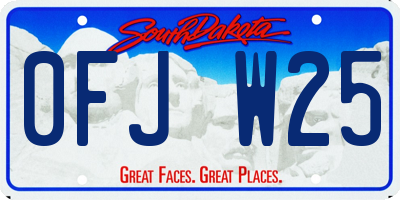 SD license plate 0FJW25
