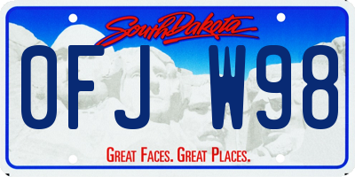 SD license plate 0FJW98