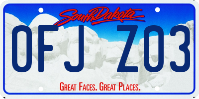 SD license plate 0FJZ03