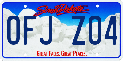 SD license plate 0FJZ04