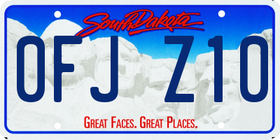 SD license plate 0FJZ10