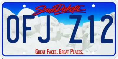 SD license plate 0FJZ12