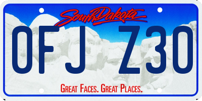 SD license plate 0FJZ30