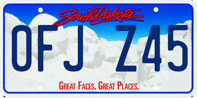 SD license plate 0FJZ45
