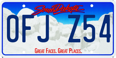 SD license plate 0FJZ54