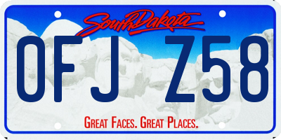 SD license plate 0FJZ58