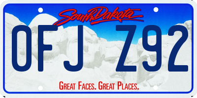 SD license plate 0FJZ92