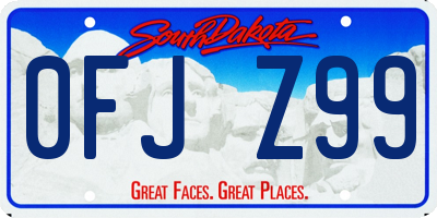 SD license plate 0FJZ99