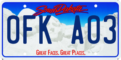 SD license plate 0FKA03
