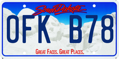 SD license plate 0FKB78
