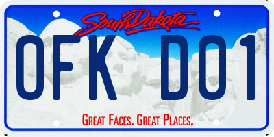 SD license plate 0FKD01