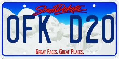 SD license plate 0FKD20