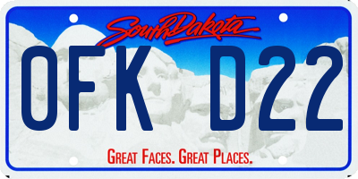 SD license plate 0FKD22