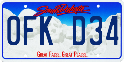 SD license plate 0FKD34