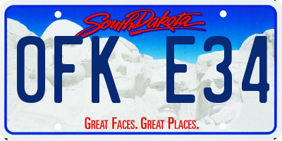 SD license plate 0FKE34