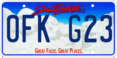 SD license plate 0FKG23