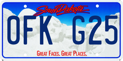 SD license plate 0FKG25