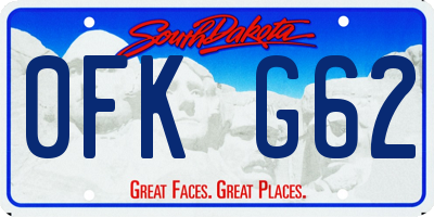 SD license plate 0FKG62