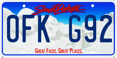 SD license plate 0FKG92