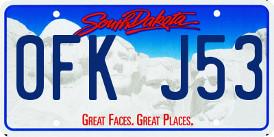 SD license plate 0FKJ53