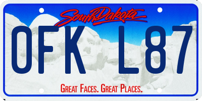 SD license plate 0FKL87