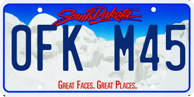 SD license plate 0FKM45