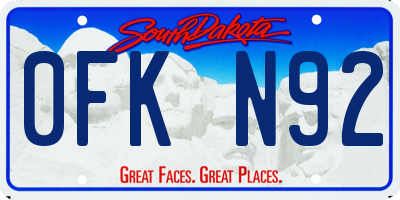 SD license plate 0FKN92