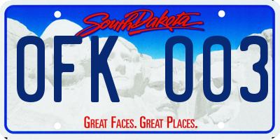 SD license plate 0FKO03