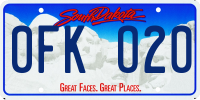 SD license plate 0FKO20
