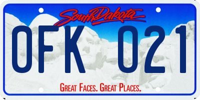 SD license plate 0FKO21