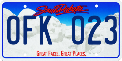 SD license plate 0FKO23