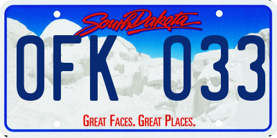 SD license plate 0FKO33