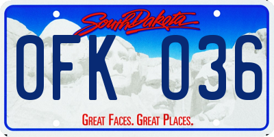 SD license plate 0FKO36