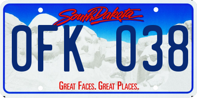 SD license plate 0FKO38