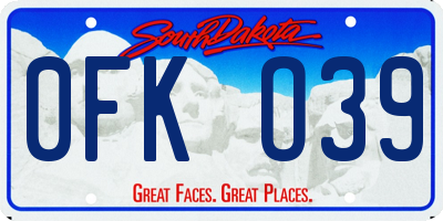 SD license plate 0FKO39